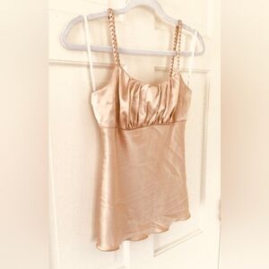 Elegant Satin Beige Women's Top